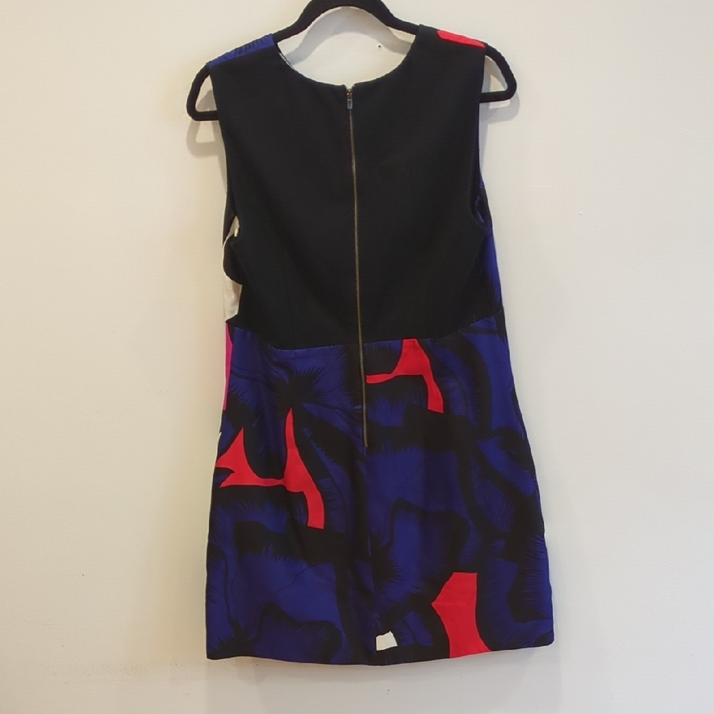 Diane Von Furstenberg Cocktail Blue Magenta Art Deco Y2K Mini Dress Size 6 - Picture 5 of 6